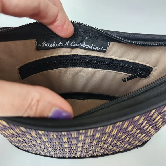 Baskets Of Cambodia Small Mini Handbag Rope Purple Tan Black Garden Girl Scandi - Picture 10 of 16